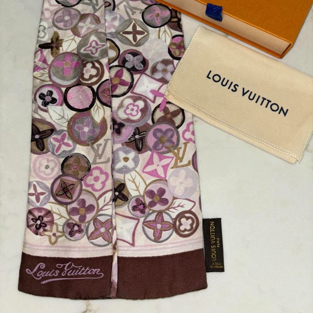 💜🌸Authentic Louis Vuitton Silk Bandeau Scarf Headband Lilac Blossom Pink